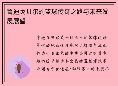 鲁迪戈贝尔的篮球传奇之路与未来发展展望